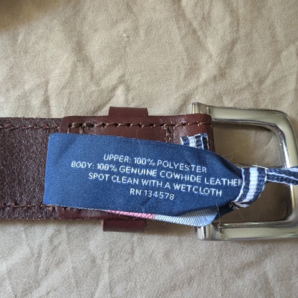 Vineyard Vines Pink Canvas And Leather Belt